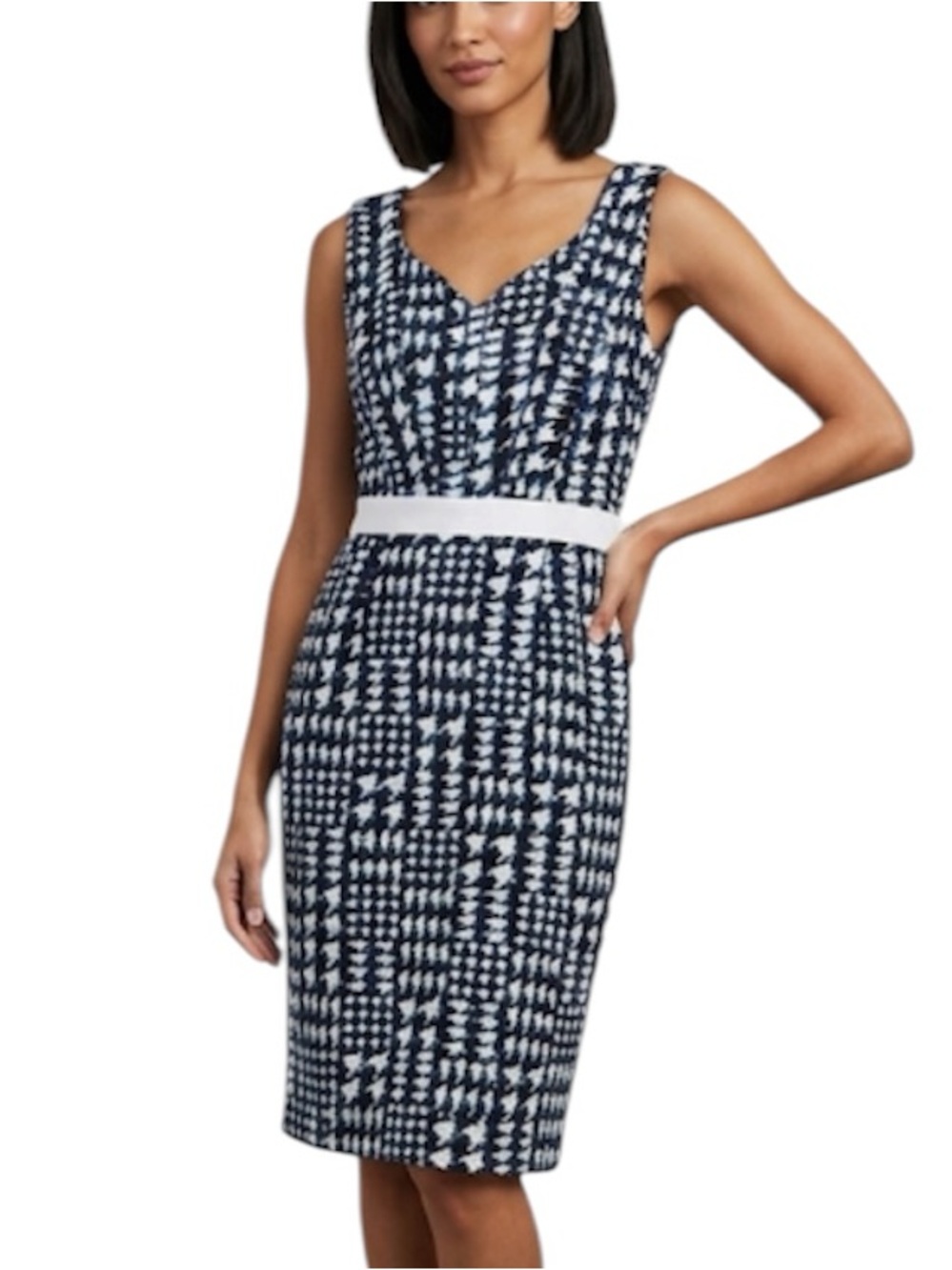 Tahari Arthur S. Levine Sleeveless Textured Tweed Wool Sheath Dress
